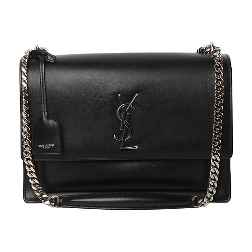 Buy Saint Laurent Sunset Croc Effect Shoulder Bag 'Black' - 442906 DND0N  1000