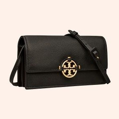 Tory Burch Brisk Blue Miller Glazed Leather Wallet Crossbody Bag