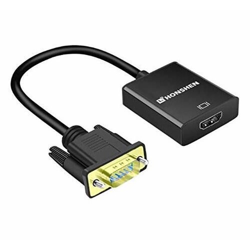 to HDMI Monitor/TV/Projector D-Sub,HD 15-pin RimiCab VGA to HDMI Adapter Flat Cable 5Ft/1.5M HD 1080P VGA to HDMI Converter Cord with Audio Input and USB Cable for Old PC or Laptop with VGA 